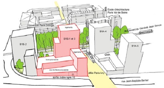 35 - Construction dun smart-building cole polyvalente, 110 logements, commerces, locaux dactivits et parkings, ZAC Rive Gauche, Paris 13me